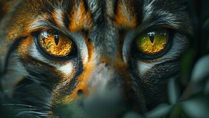 Night vision of a jungle, capturing the eerie glow of predator eyes, unveiling the unseen nocturnal wildlife activities