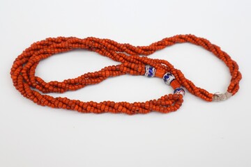 The Anahida or Muti Salak bead necklace is a typical necklace from East Nusa Tenggara. Isolated on...