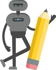 Robot Character and Pencil
