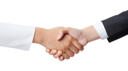Handshake between two businessmen isolated on transparent background Remove png, Clipping Path, pen tool