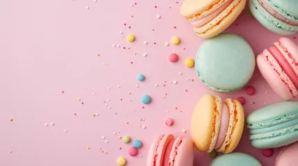 Türaufkleber Pastel colored macarons arrangement background © furyon
