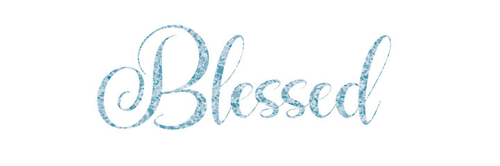 BLESSED PNG calligraphy with gradient colors on transparent background