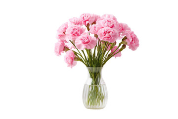 Pink Carnations in White Vase on isolated