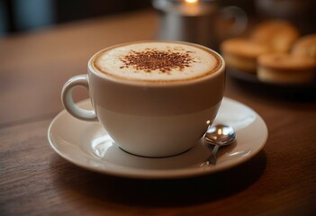 Obraz premium Elegant Cappuccino Rests on Table