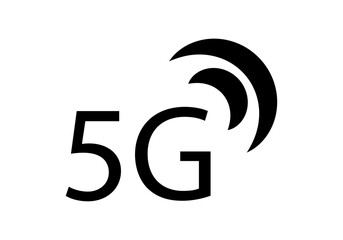 Icono negro de señal 5 g de smartphone. 
