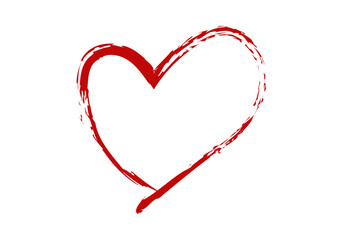 Trazado de pincelada roja con forma de corazón. 