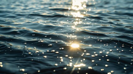 Sparkling water surface texture with sunlight reflections - obrazy, fototapety, plakaty