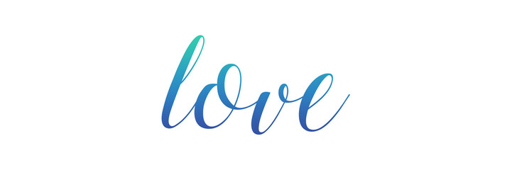 Fototapeta na wymiar LOVE PNG calligraphy with gradient colors on transparent background