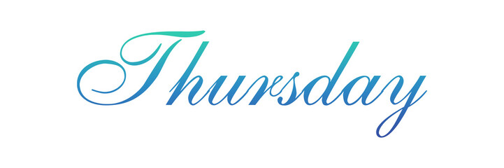 THURSDAY PNG calligraphy with gradient colors on transparent background