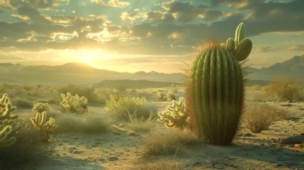 Muurstickers landscape of cactus in the desert  © ananda