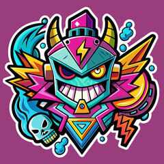 Tshirt sticker of inspired by street art and graffiti culture, incorporating edgy graphics and vibrant colors