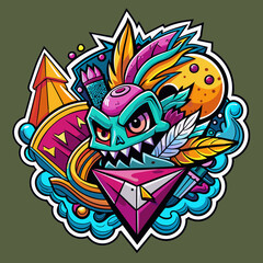 Tshirt sticker of inspired by street art and graffiti culture, incorporating edgy graphics and vibrant colors