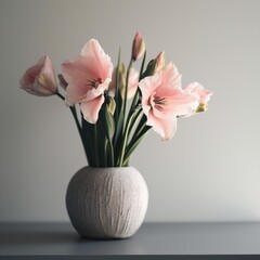 Beautiful Pink Flowers in a White Vase