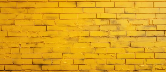 Large brick wall painted in yellow with textured surface