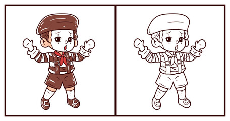 Pantomime character with sketch vector illustration