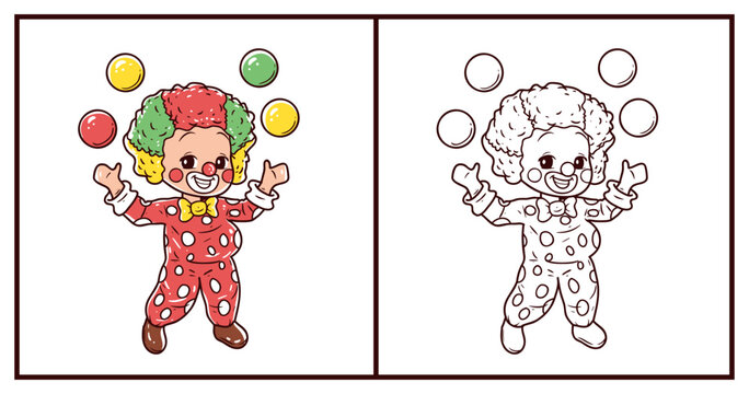 Clown character with sketch vector illustration