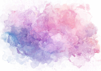 Abstract hand painted pink and purple watercolour design - obrazy, fototapety, plakaty
