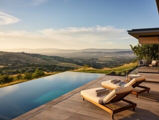 Obraz premium A contemporary house pool nestled on a hilltop
