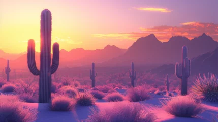 Cercles muraux Arizona landscape of cactus in the desert 