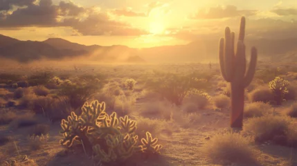 Crédence de cuisine en verre imprimé Arizona landscape of cactus in the desert 
