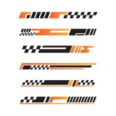 Sport racing stripes car stickers. modification body speed and drift vinyl decal for car bike and truck. Vector race car stickers isolated set decal