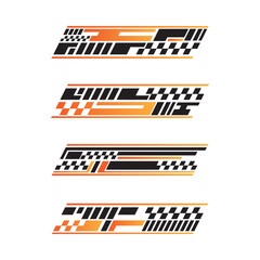 Sport racing stripes car stickers. modification body speed and drift vinyl decal for car bike and truck. Vector race car stickers isolated set pinstripe