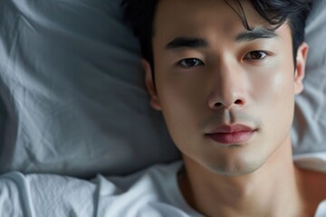 Attractive Young Asian Man with Short Hair Fictional Character Created by Generative AI.