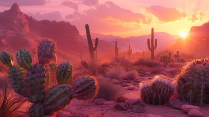 Gardinen landscape of cactus in the desert  © ananda