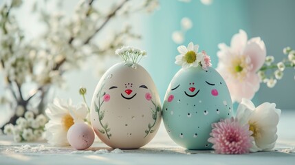 Obraz premium Easter-themed ceramic duo