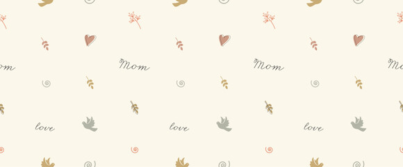 Seamless pattern in pastel colors. Mother's Day background.