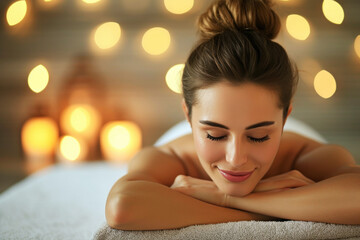 Obraz na płótnie Canvas Woman having massage in the spa salon. Body massage treatment.