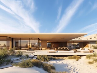 Fototapeta premium A modern house in the desert