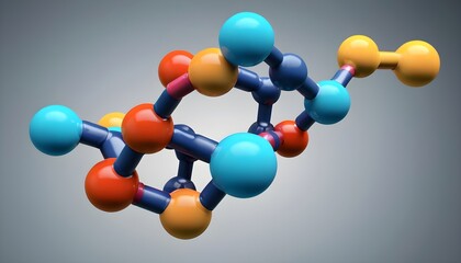 A many-colored sphere with a molecule