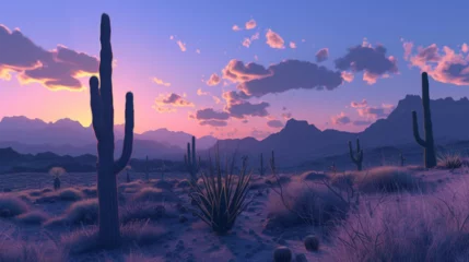 Poster landscape of cactus in the desert  © ananda
