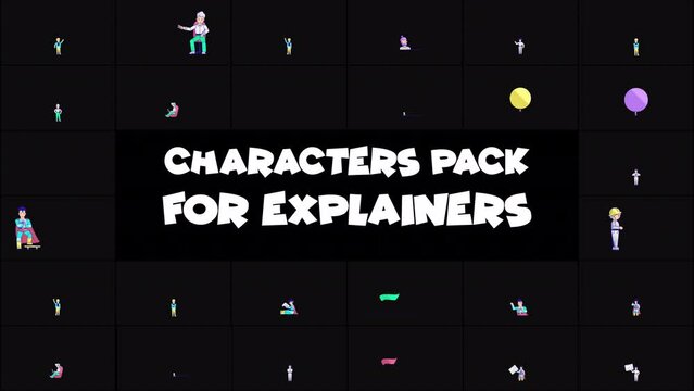Characters Pack For Explainers Part 02 is a colorful motion graphics pack with help your create cartoon social media content consisting of 48 characters of completely different styles. 4k Resolution a