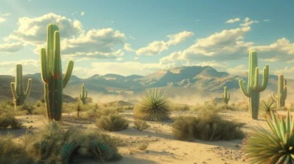 Kussenhoes landscape of cactus in the desert  © ananda
