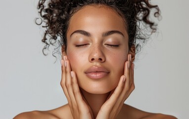 Portrait of a Young Woman Enjoying Skincare Routine.