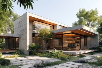 A modern minimalist house located in the heart of the city center,
