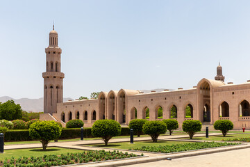 Fototapeta na wymiar Sultan Qaboos Grand Mosque at day. Muscat. Sultanate of Oman