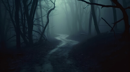 Obraz premium Mysterious dark forest at night