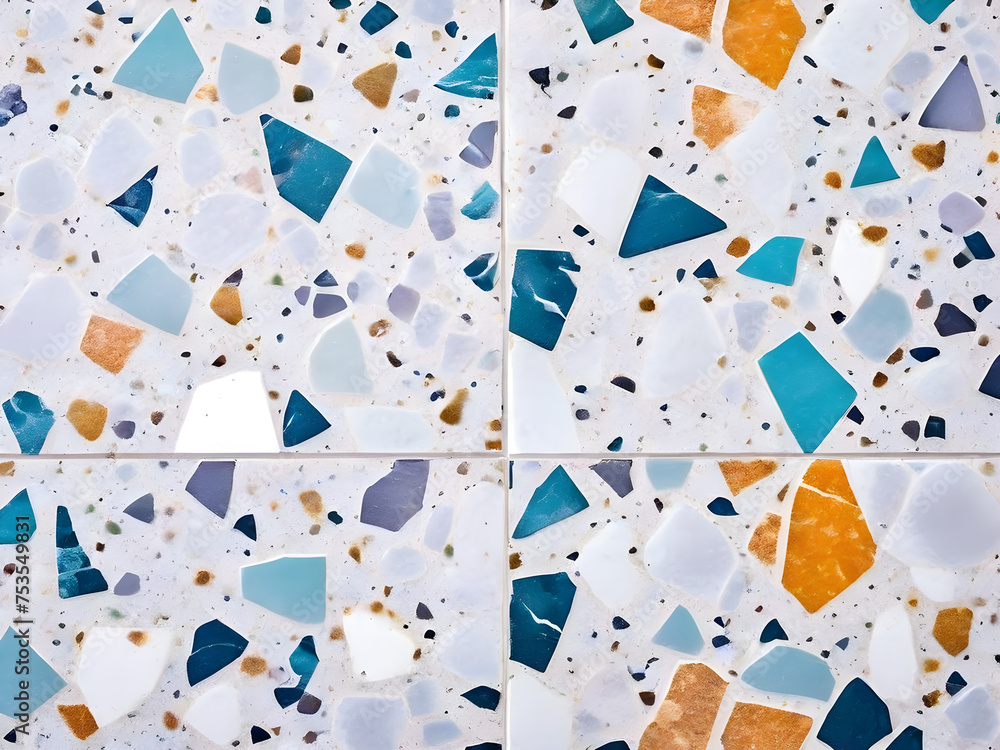 Poster terrazzo-tile-with-a-marble-pattern-featuring-a-multicolored-and-textured-stone-surface-captured