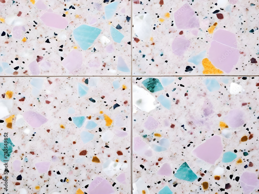 Poster terrazzo-tile-with-a-marble-pattern-featuring-a-multicolored-and-textured-stone-surface-captured