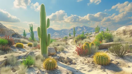 Fotobehang landscape of cactus in the desert  © ananda