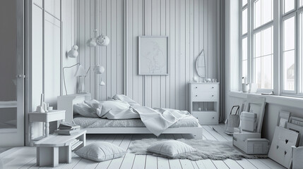 interior of white luxury bedroom