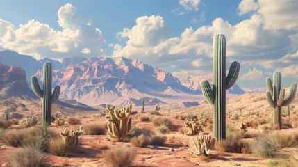 Foto op Plexiglas landscape of cactus in the desert  © ananda