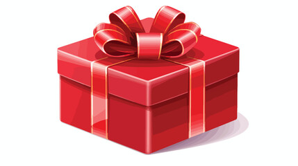 Red gift box  Flat vector illustration isolated on