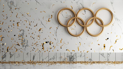 Olympic rings on a white background - obrazy, fototapety, plakaty