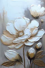 Fototapeta na wymiar Abstract golden oil painting flowers art illustration
