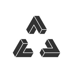 Abstract impossible shape icon isolated on white background. Optical illusion. Vector illustration.