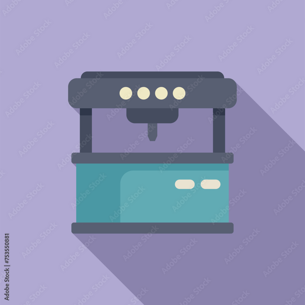 Poster controller cnc machine icon flat vector. control production. gear manufacture